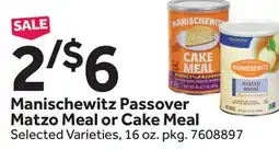Stop&Shop Manischewitz Passover Matzo Meal or Cake Meal offer