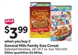 Stop&Shop General Mills Family Size Cereal offer