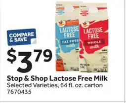Stop&Shop Stop & Shop Lactose Free Milk offer