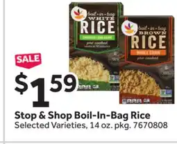 Stop&Shop Stop & Shop Boil-In-Bag Rice offer
