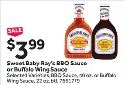 Stop&Shop Sweet Baby Ray's BBQ Sauce or Buffalo Wing Sauce offer