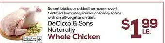 DeCicco & Sons DeCicco & Sons Naturally Whole Chicken offer