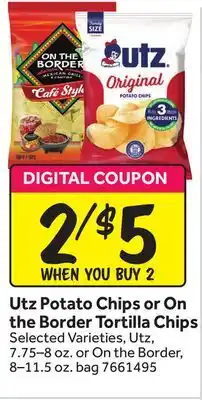 Stop&Shop Utz Potato Chips or On the Border Tortilla Chips offer