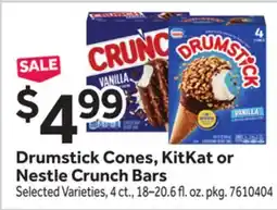 Stop&Shop Drumstick Cones, KitKat or Nestle Crunch Bars offer