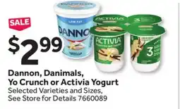 Stop&Shop Dannon, Danimals, Yo Crunch or Activia Yogurt offer