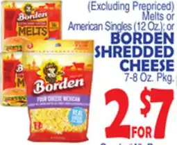 Bravo Supermarkets BORDEN SHREDDED CHEESE 7-8 Oz. Pkg offer