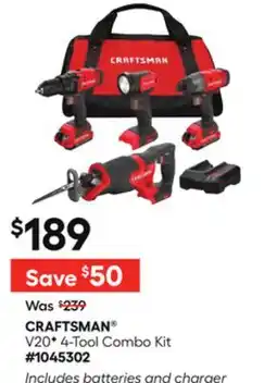 Lowe's V20F 4-Tool Combo Kit offer