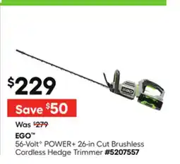 Lowe's 56-VoltG POWER+ 26-in Cut Brushless Cordless Hedge Trimmer offer