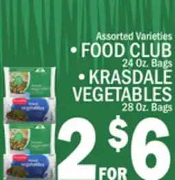 C Town FOOD CLUB 24 Oz. Bags, KRASDALE VEGETABLES 28 Oz. Bags offer