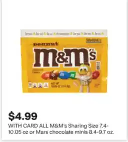 CVS ALL M&M's Sharing Size 7.4-10.05 oz or Mars chocolate minis 8.4-9.7 oz offer