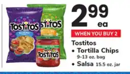 ACME Tostitos Tortilla Chips 9-13 oz. bag, Salsa 15.5 oz. jar offer