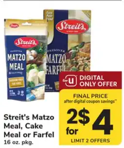 ACME Streit's Matzo Meal, Cake Meal or Farfel offer