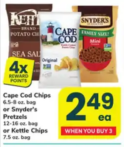 ACME Cape Cod Chips 6.5-8 oz. bag or Snyder's Pretzels 12-16 oz. bag or Kettle Chips 7.5 oz. bag offer
