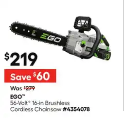 Lowe's 56-VoltG 16-in Brushless Cordless Chainsaw offer