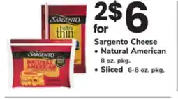 ACME Sargento Cheese, Natural American 8 oz. pkg., Sliced 6-8 oz. pkg offer