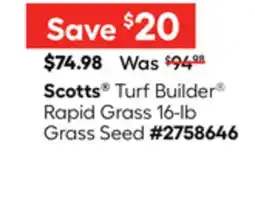 Lowe's Scotts Turf Builder Rapid Grass 16-lb Grass Seed offer
