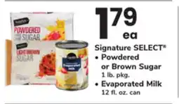 ACME Signature SELECT , Powdered or Brown Sugar 1 lb. pkg., Evaporated Milk 12 fl. oz. can offer