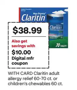 CVS Claritin adult allergy relief 60-70 ct. or children's chewables 60 ct offer