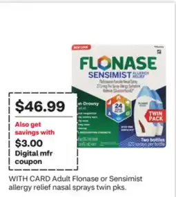 CVS Adult Flonase or Sensimist allergy relief nasal sprays twin pks offer