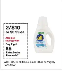 CVS all free & clear 30 oz or Mighty Pacs 19 ct offer