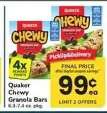 Safeway Quaker Chewy Granola Bars offer