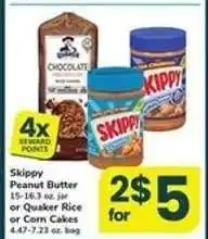 Safeway Skippy Peanut Butter or Quaker Rice or Corn Cakes offer