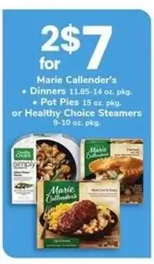 Safeway Marie Callender's Dinners or Pot Pies or Healthy Choice Steamers offer
