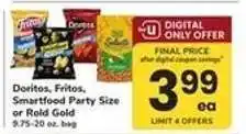 Safeway Doritos, Fritos, Smartfood Party Size or Rold Gold offer