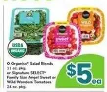 Safeway O Organics Salad Blends or Signature SELECT Tomatoes offer