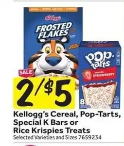 Stop&Shop Kellogg’s Cereal, Pop-Tarts, Special K Bars or Rice Krispies Treats offer