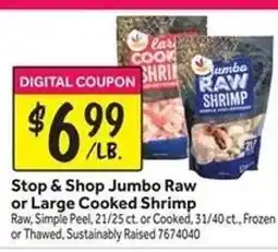 Stop&Shop Stop & Shop Jumbo Raw or Large Cooked Shrimp offer