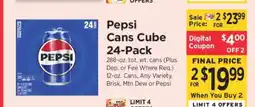 ShopRite Pepsi Cans Cube 24-Pack offer