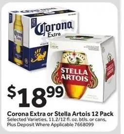 Stop&Shop Corona Extra or Stella Artois 12 Pack offer