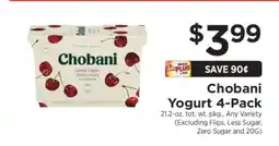 ShopRite Chobani Yogurt 4-Pack offer