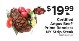 ShopRite Certified Angus Beef Prime Boneless NY Strip Steak offer