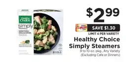 ShopRite Healthy Choice Simply Steamers offer