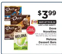 ShopRite Dove Novelties / Melona Dessert Bars offer
