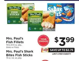 ShopRite Mrs. Paul's Fish Fillets or Shark Bites Fish Sticks offer