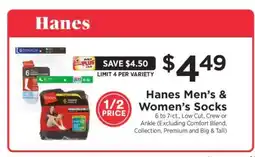 ShopRite Hanes Men's & Women's Socks offer