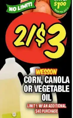 Western Beef WESSON CORN, CANOLA OR VEGETABLE OIL offer