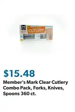 Sam's Club Member's Mark Clear Cutlery Combo Pack, Forks, Knives, Spoons 360 ct offer