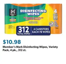 Sam's Club Member's Mark Disinfecting Wipes, Variety Pack, 4 pk., 312 ct offer