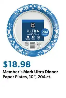Sam's Club Member's Mark Ultra Dinner Paper Plates, 10, 204 ct offer