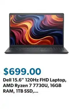 Sam's Club Dell 15.6 120Hz FHD Laptop, AMD Ryzen 7 7730U, 16GB RAM, 1TB SSD, Windows 11 Home offer