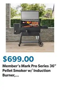 Sam's Club Member's Mark Pro Series 36 Pellet Smoker w/ Induction Burner, Smoke Tray, and Cover offer