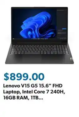 Sam's Club Lenovo V15 G5 15.6 FHD Laptop, Intel Core 7 240H, 16GB RAM, 1TB SSD, Windows 11 Home offer