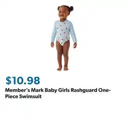 Sam's Club Member's Mark Baby Girls Rashguard One-Piece Swimsuit offer