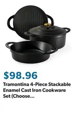 Sam's Club Tramontina 4-Piece Stackable Enamel Cast Iron Cookware Set (Choose Color) offer