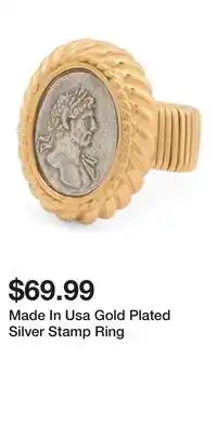 TJ Maxx Made In Usa Gold Plated Silver Stamp Ring offer