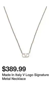 TJ Maxx Made In Italy V Logo Signature Metal Necklace offer